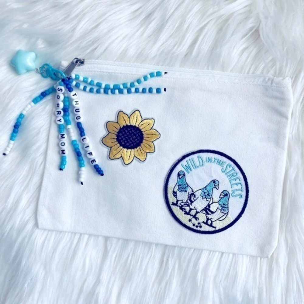 "Sorry Mom" Beaded Canvas Pouch - Travel Journal Supply Organizer